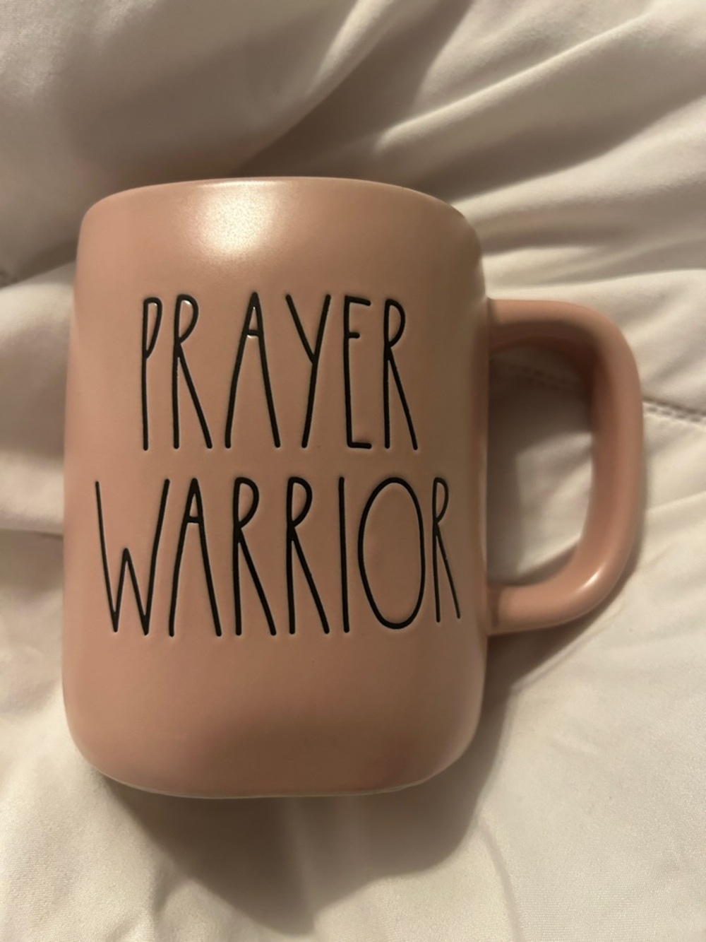 "PRAYER WARRIOR" Rae Dunn pink Mug see pics and video. Mug has sat on shelf